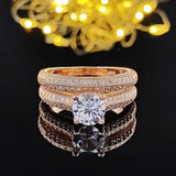 New Design Rose Gold Silver Color Round Cut AAA+ Quality Luxury Wedding Ring Set - The Jewellery Supermarket