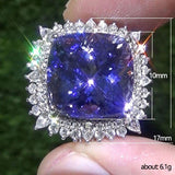 New Arrival Luxury Purple Color Cushion Cut Large AAA+ Quality CZ Diamonds Fashion Ring - The Jewellery Supermarket