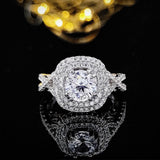 New Arrival Luxury Halo Round Cut Exquisite AAA+ Quality CZ Diamonds Designer Ring