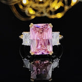 New Luxury Pink Designer Princess Cut AAA+ Quality CZ Diamonds Engagement Ring
