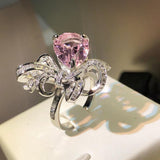 New Fashion Pink Bow Design AAA+ Quality CZ Diamonds Luxury Ring - The Jewellery Supermarket