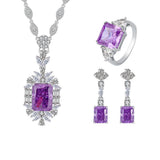 NEW ARRIVAL - Charming Lab Amethyst Gemstone Lab Diamond Silver 925 Wedding Jewelry Sets for Women - The Jewellery Supermarket