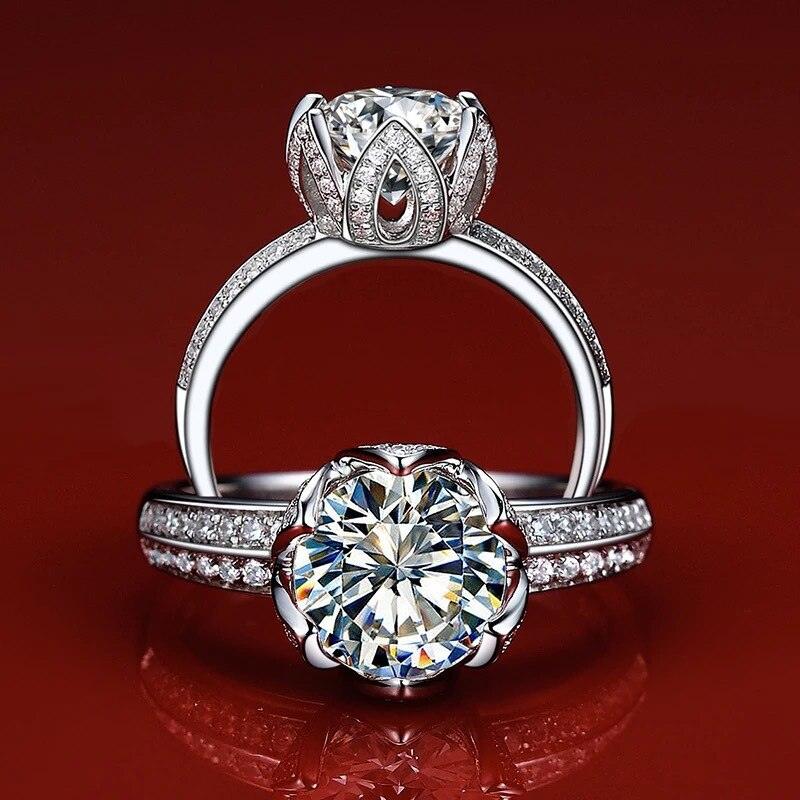 New Arrival Luxury Lotus Design Round Cut AAA+ Quality CZ Diamonds Fashion Ring - The Jewellery Supermarket