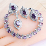 NEW ARRIVAL AAA Zircon Crystals Silver  Earrings Charms Bracelets For Women Fashion Wedding Jewellery Sets