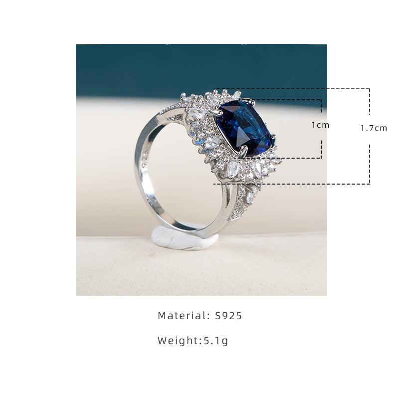 NEW ARRIVAL Silver 925 Ring With Blue Zircon Lab Sapphire Luxury Fashion Ring - The Jewellery Supermarket