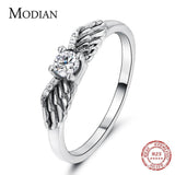 Dazzling Real Silver Flying Angel Wings Clear AAAA Simulated Diamonds Rings - Fashion Unique Design Jewellery