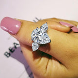 NEW ARRIVAL Pear cut Designer AAA+ Quality CZ Diamonds Luxury Wedding Engagement Ring - The Jewellery Supermarket