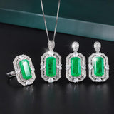 NEW ARRIVAL  - Vintage Lab Emerald Gemstone Luxury Party Fine Jewelry Sets
