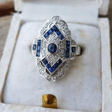 NEW VINTAGE RINGS Personalized Design Blue Zircon Geometric Crystal Ring