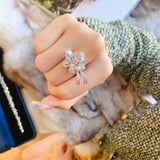 VINTAGE FASHION RING Pink AAA+ Zircon Bow Floral Wedding Luxury and Noble Jewelry Rings