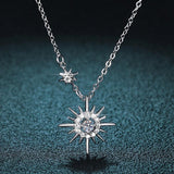 Charming Real High Quality Moissanite Diamonds Sun Flower Design Hexagram Necklace - Fine Jewellery