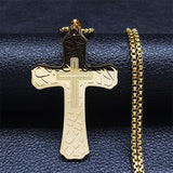 Popular Christian Big Cross Pendant Necklace Stainless Steel - Gold Colour Chain Necklaces - Religious Jewellery