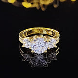 NEW Three Stone Gold Color Round Cut 3 Carat AAA+ Quality CZ Diamonds Luxury Ring - The Jewellery Supermarket