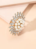 NEW VINTAGE RINGS Luxury Big Flower Pearl Promise Midi Crystal Rings - The Jewellery Supermarket