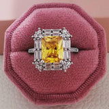 NEW Luxury Yellow Color Princess Cut AAA+ Quality CZ Diamonds Engagement Fashion Ring