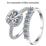 1CT 2CT 3CT Brilliant Diamond Halo Real High Quality Moissanite Diamonds Half Eternity Stackable Ring Sets
