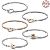 Exquisite Charm Bracelet Sterling Silver Classic Heart-Shaped T-shaped Design Bracelet -  Original Charm Jewellery