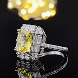 NEW Luxury Yellow Color Princess Cut AAA+ Quality CZ Diamonds Engagement Fashion Ring - The Jewellery Supermarket