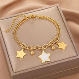 New Stainless Steel Charm Bracelets Sweet Stars Shell Pendants Bell Elegance Chain New Design Fashion Bracelet