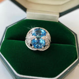 NEW Luxury Oversized Oval Multicolor AAA+ Quality Zircon Diamonds Fashion Ring