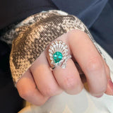 VINTAGE FASHION RINGS Premium Luxury Peacock Tail Green AAA+ Zircon Ring - The Jewellery Supermarket
