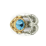 VINTAGE FASHION RINGS Sea Blue Gemstone Navy Blue Topaz Angel Wings Ring - The Jewellery Supermarket