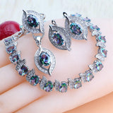 NEW Magic Rainbow Multicolour AAA Zirconia Crystals Pendant Necklace Earrings Bracelets Jewellery Set