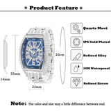Famous Brand Diamond Silver Quartz Original Iced Out Shiny Classic Black Dial Tonneau Wristwatch - Ideal Gifts - The Jewellery Supermarket