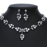 NEW Best Collection of Luxury Brilliant Leaves Water Drop Zircon Bridal Wedding Jewellery Sets For Women - The Jewellery Supermarket
