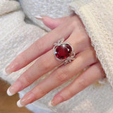 NEW VINTAGE RINGS Extra Large Red Oval AAA+ Zircon Irregular Bow Rings - The Jewellery Supermarket