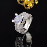 New Arrival - Luxury Halo silver color Round Cut Designer AAA+ Quality CZ Diamonds Ring - The Jewellery Supermarket