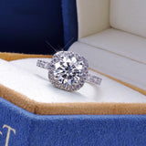 1CT 2CT 3CT Brilliant 100% High Quality Moissanite Diamonds Halo Rings For Women - Luxury Jewellery