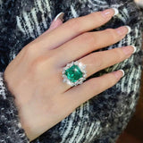 NEW VINTAGE RINGS Noble Bright AAA+ Green Zircon Engagement Rings for Women - The Jewellery Supermarket