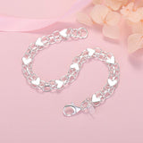 New Luxury Sterling Silver Classic Heart Charm Bracelet for Women Fashion Designer Jewellery - Ideal Gifts