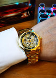 Top Brand Luxury Gold Skeleton Steel Automatic Watch for Men - The Jewellery Supermarket