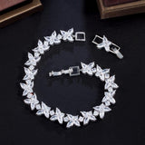 Paved Leaf Shape Super Gorgeous White AAA+ Cubic Zirconia Simulated Diamonds Tennis Bracelets for women