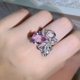 New Fashion Pink Bow Design AAA+ Quality CZ Diamonds Luxury Ring - The Jewellery Supermarket