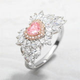 NEW VINTAGE RINGS Love Ring Inlaid with Heart-shaped Pink Diamond Zircon - The Jewellery Supermarket