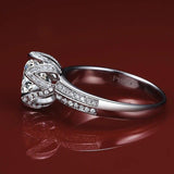 Marvellous Luxury AAA+ Cubic Zirconia Lotus Engagement Ring - The Jewellery Supermarket