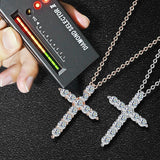 Remarkable High Quality Moissanite Diamonds Cross D 18K WGP Diamond Necklaces - Fine Religious Jewellery