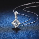 Staggering 1 Carat D-COLOR High Quality Moissanite Diamonds Necklace Geometric Princess Square Pendant - The Jewellery Supermarket