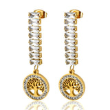 New Design Crystal Hollow Tree of Life Stainless Steel Charming Jewellery Set - Ideal Gifts - The Jewellery Supermarket