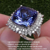 New Arrival Luxury Purple Color Cushion Cut Large AAA+ Quality CZ Diamonds Fashion Ring - The Jewellery Supermarket