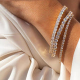 Luxury Shiny Round AAA+ Cubic Zirconia Diamond Tennis Gold Silver Colour Bracelets For Women