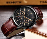 Great Gift Ideas for Men - Top Luxury Brand Leather Casual Quartz Military Sport Waterproof Watch - The Jewellery Supermarket