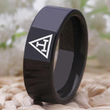 Black Pipe Masonic Ring Freemason Tungsten Rings for Men - The Jewellery Supermarket