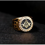 Vintage Retro Gold Color Stainless Steel Masonic Ring - The Jewellery Supermarket