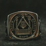 Newest 316L Silver Colour Stainless Steel Cool Hope Freemasons Ring - The Jewellery Supermarket