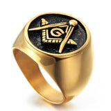 Freemason 316L Stainless Steel Gold Colour Ring Masonic Ring - The Jewellery Supermarket