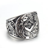 Men's Embossed Stamped Freemason Masonic 316L Stainless Steel Ring - The Jewellery Supermarket